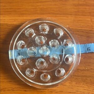 Clear glass frog (16) multiple hole for Ikebana 5.25” diameter 1.25” tall